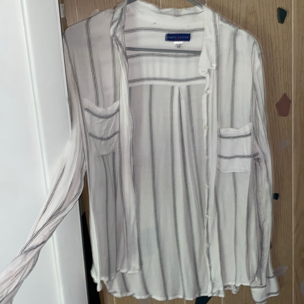 Striped button up top